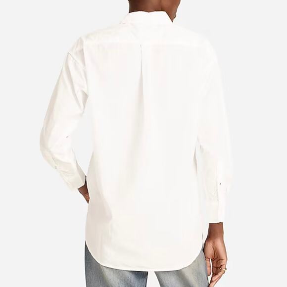 J Crew Shirt Womens 00 White Relaxed Fit Washed Cotton Poplin Long Sleeve - Picture 7 of 15